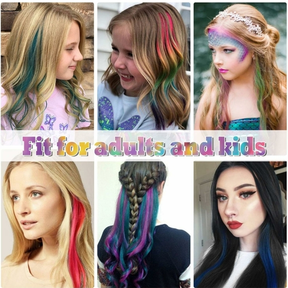 BARSDAR 12 Pcs Blue Colored Clip In Hair Extensions - Picture 8 of 8